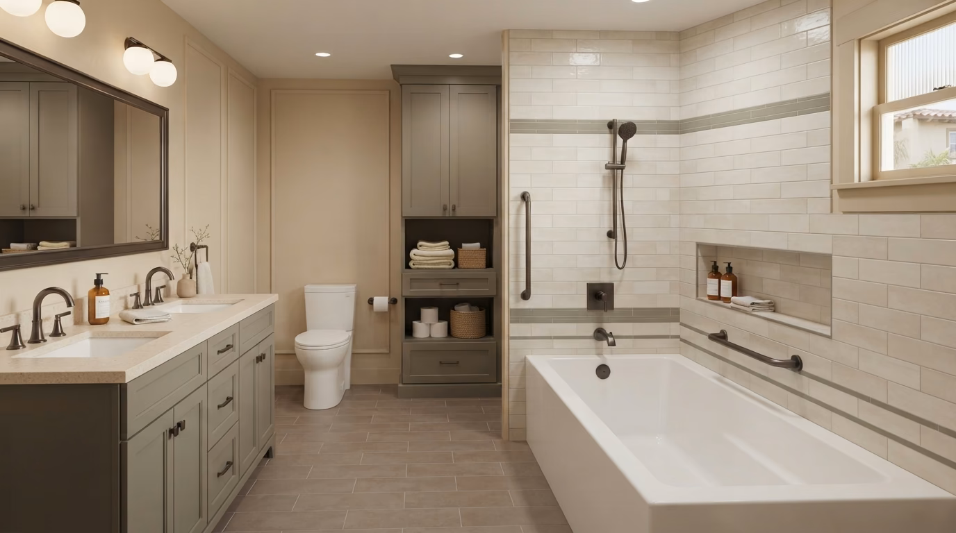 Shower-to-tub conversion service card in San Diego.