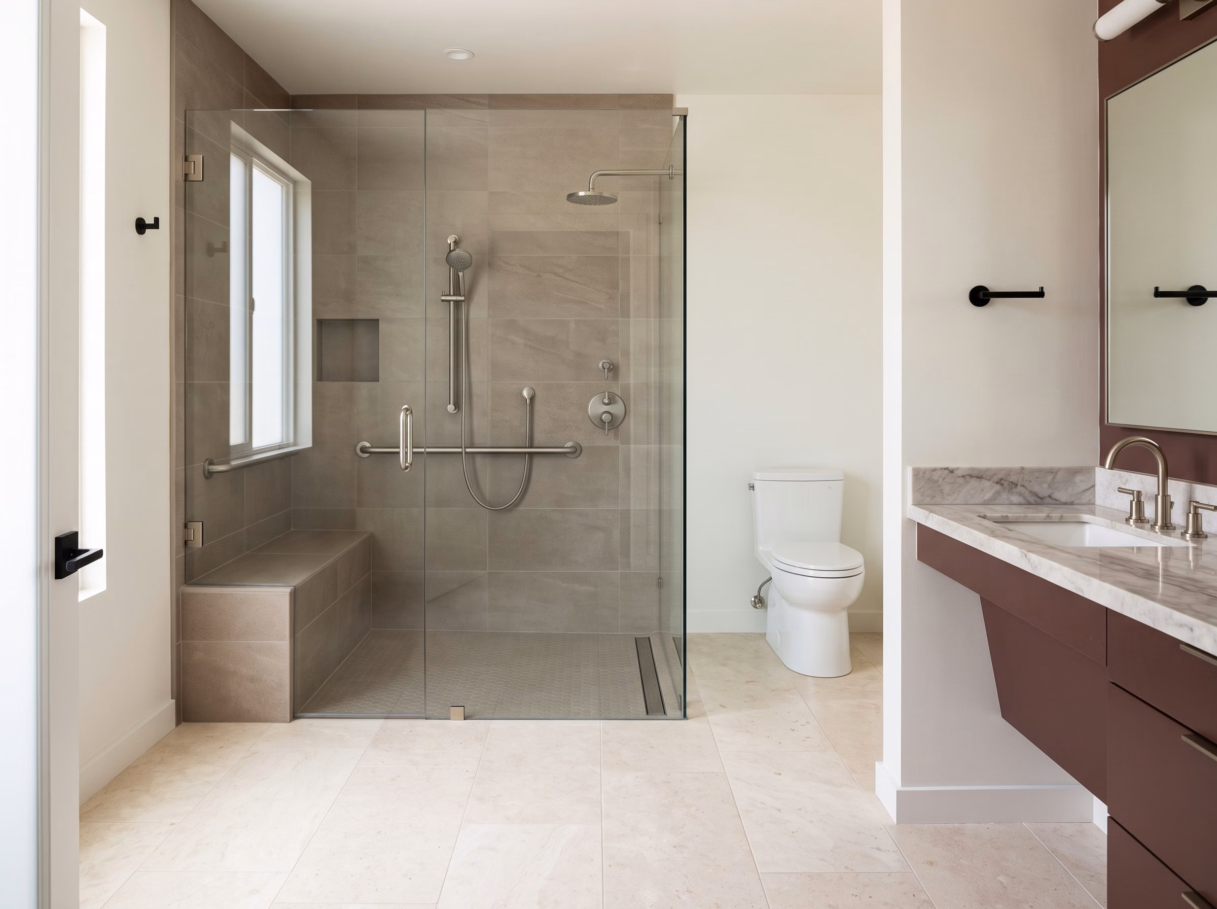 Accessible Bathroom Remodeling Accessible Shower in San Diego.