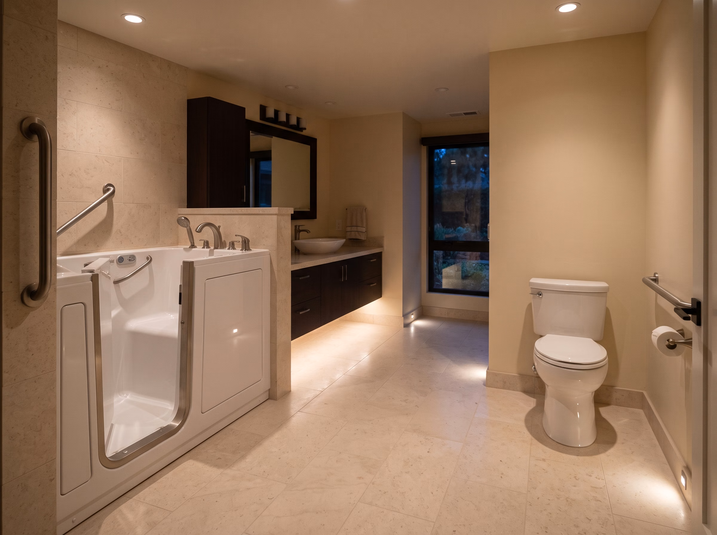 Accessible Bathroom Remodeling Night Lighting in San Diego.
