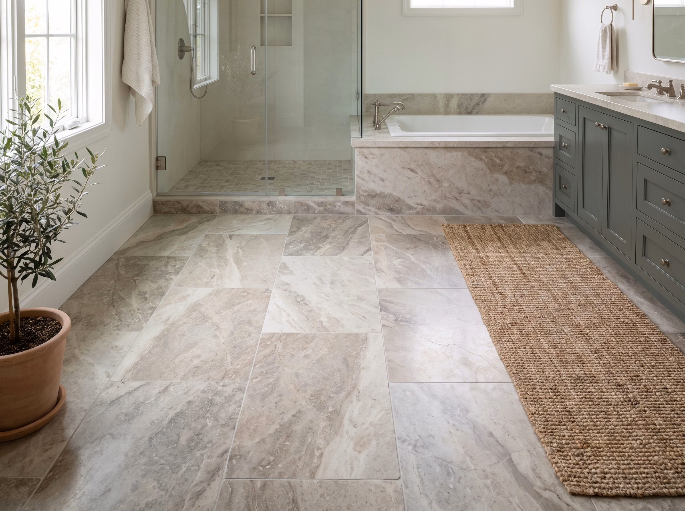 Bathroom Flooring Natural Stone in San Diego.