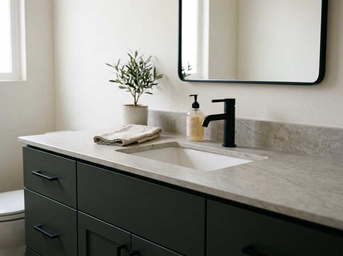 Vanity Sink Installation Porcelain Slab Very High | San Diego Vanity Sink Installation Porcelain Slab Very High in San Diego.