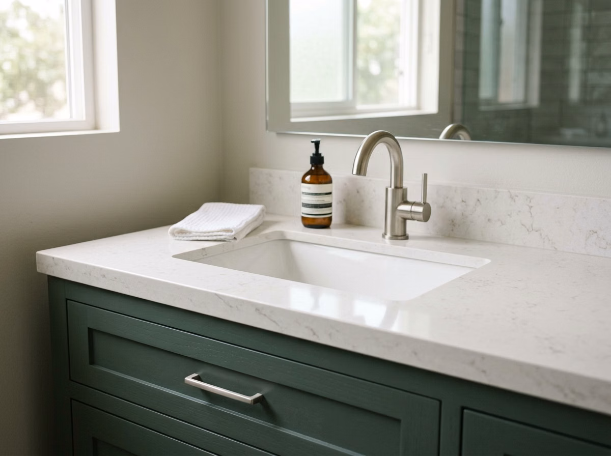 Vanity Sink Installation Quartz High | San Diego Vanity Sink Installation Quartz High in San Diego.