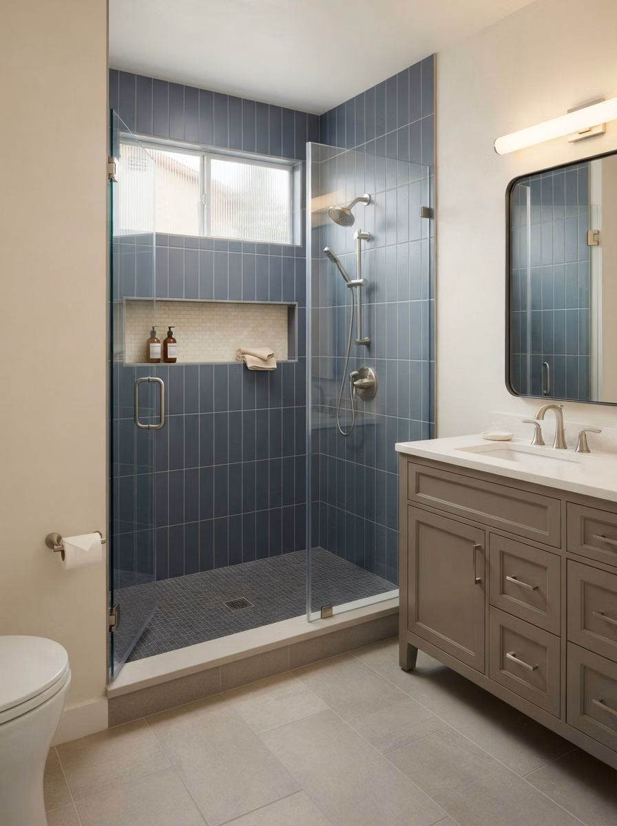 Alcove Shower Configuration in San Diego.