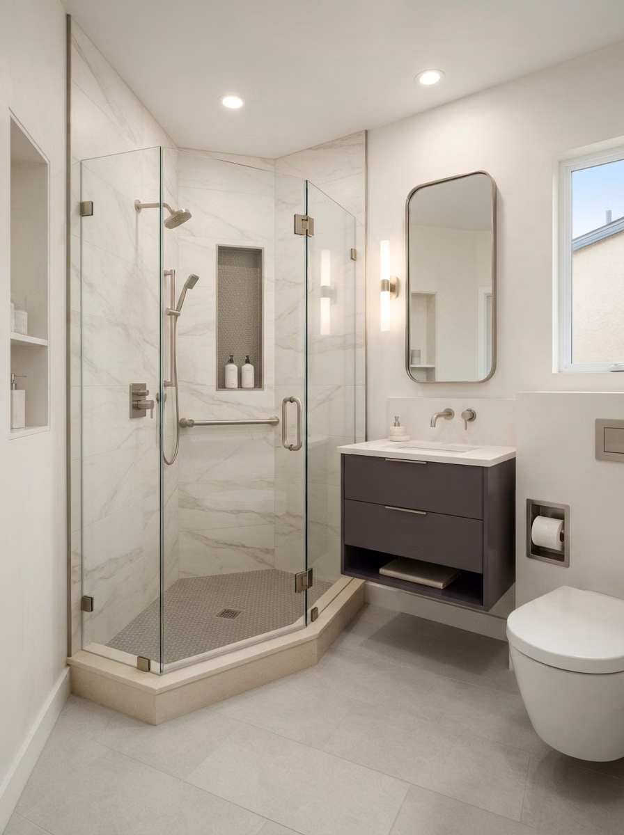 Corner Neo Angle Shower Configuration in San Diego.