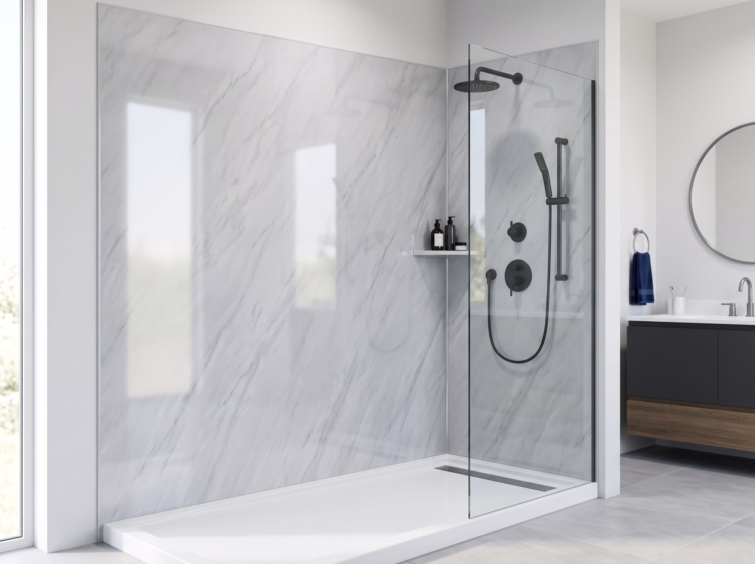 Shower Remodeling Acrylic Panel in San Diego.