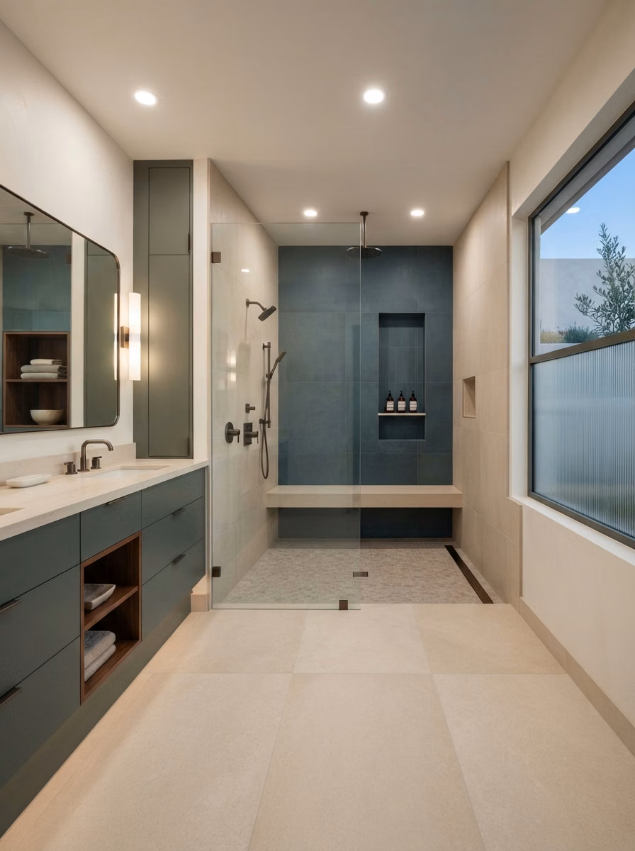 Walk in Open Shower Configuration in San Diego.