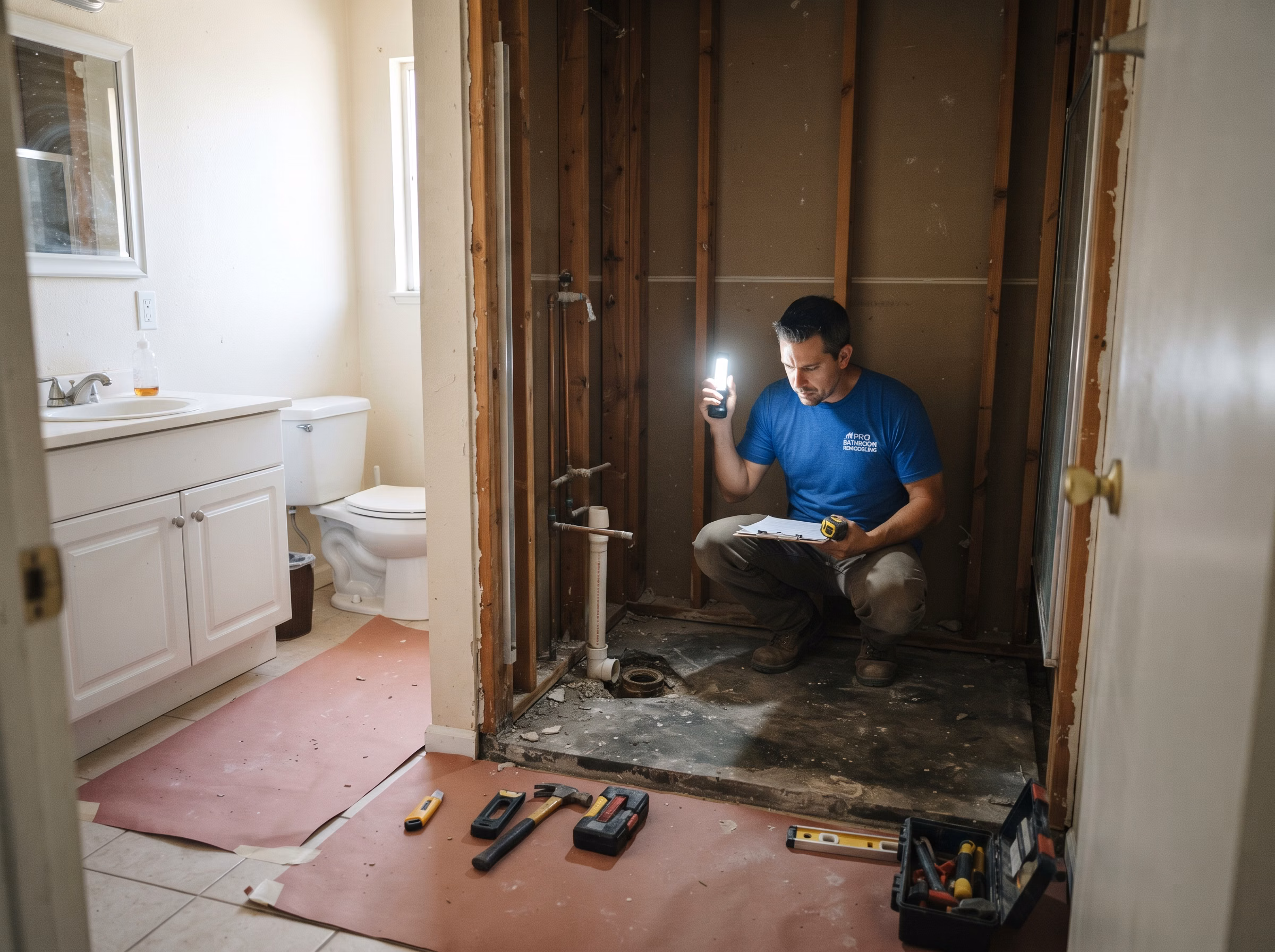 Shower to Tub Conversion Shower Removal and Assessment in San Diego.