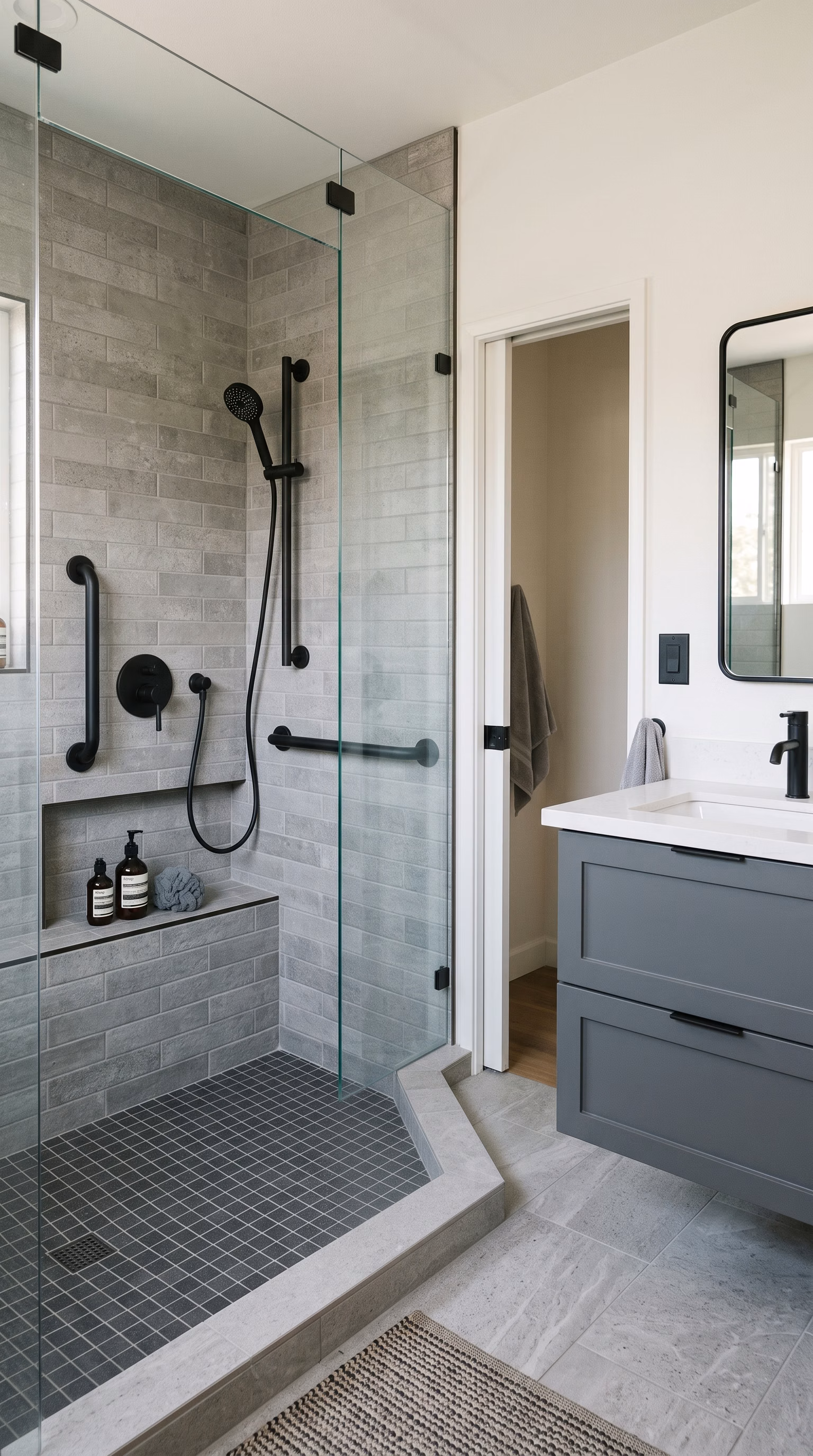 Accessibility and Future Use in Compact Bathrooms in San Diego.