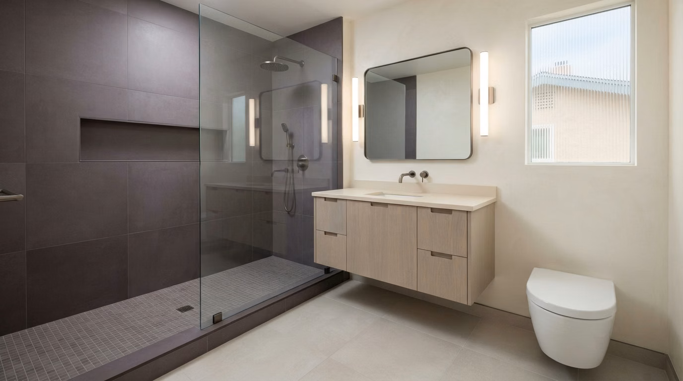 Small Primary Bathroom Inspiration in San Diego.